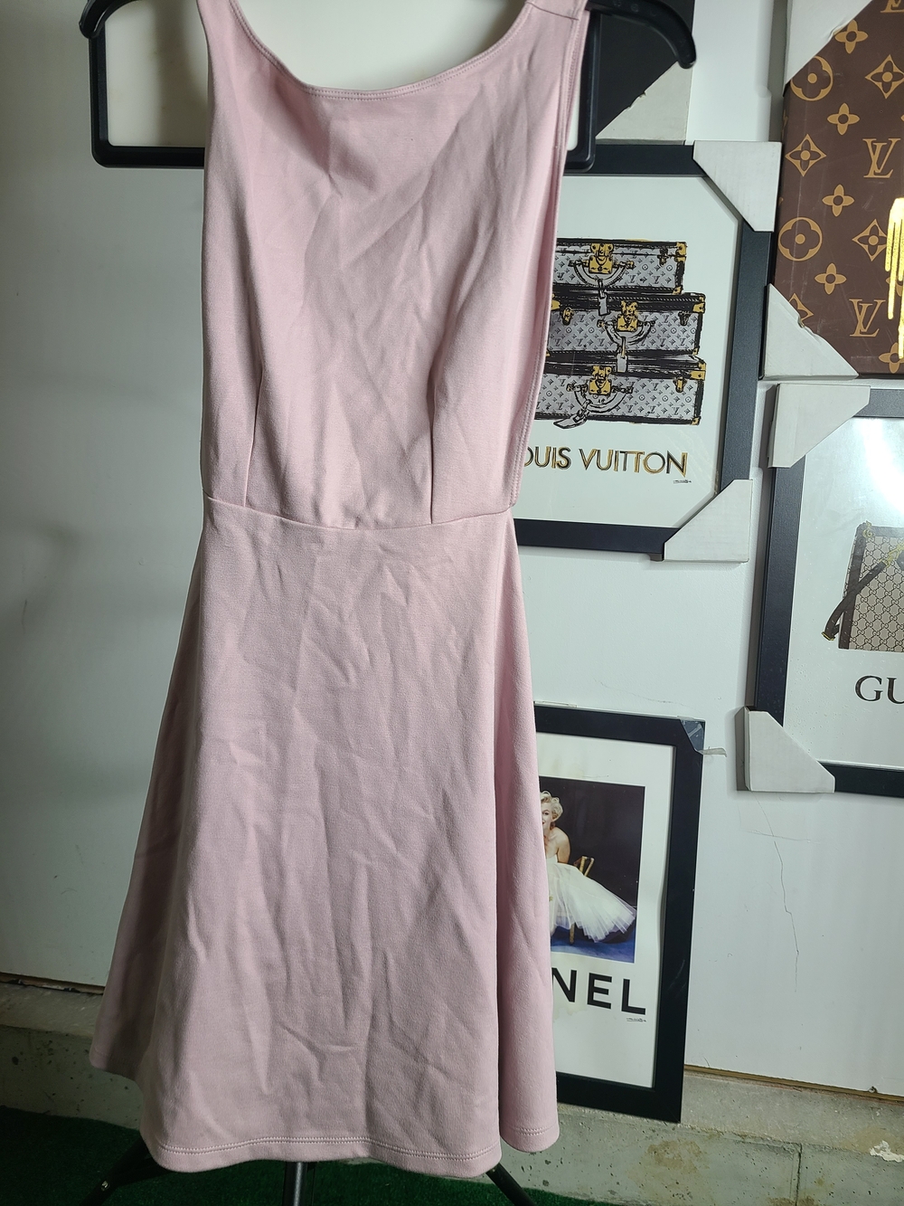 American Apparel Light Pink Sleeveless Fit-and-Flare Mini Dress